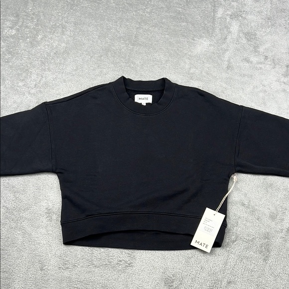 NEW MATE The Label XS 50% Organic Cotton, Cotton Crop Crew Neck Sweatshirt - Picture 2 of 9
